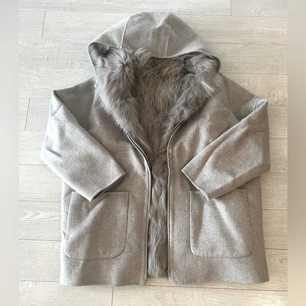 Reversible genuine fur coat with removable vest size S